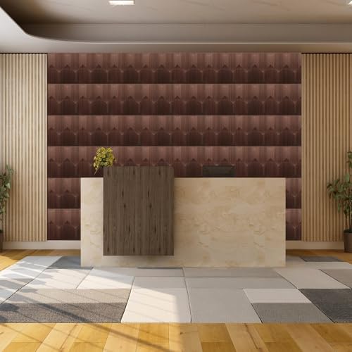 Image of Kayra Decor 3D PVC Wall Panel Artisian Design Walnut Wood Color 19.7 inch x 19.7 inch (Pack of 12) - Covers 32.34 Sq. Ft.