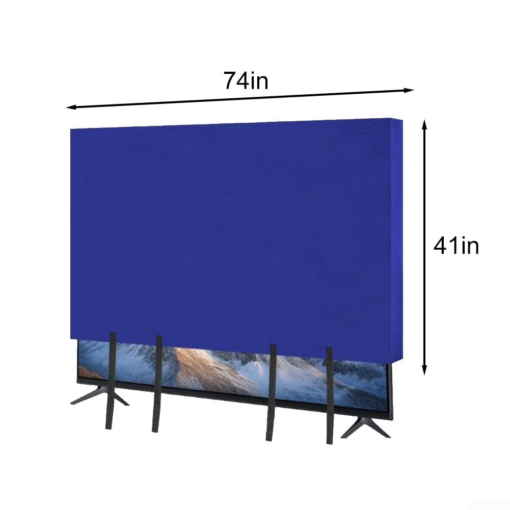 Copertura per televisore in feltro resistente ai graffi, con cinghie di sicurezza per schermi LED LCD al plasma per evitare danni alla polvere durante il trasferimento e lo stoccaggio, blu (190,5 cm)