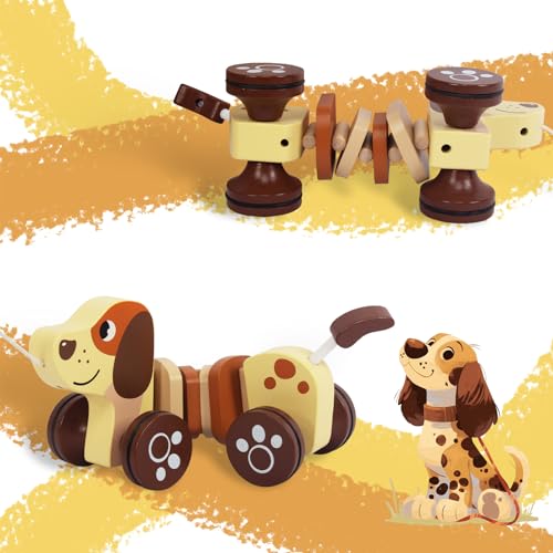 Image of Baby Toys Car,Wooden Pull Along Toddler Toy, Developmental Toy for 1 Year Old Girl Boy Birthday Gift