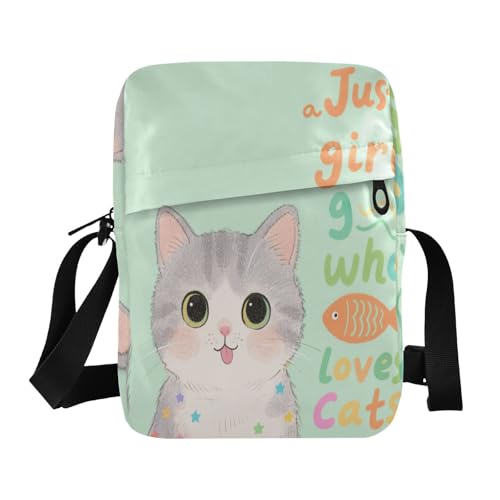 Just A Girl Who Loves Cat messenger bag crossbody mens crossbody Cross Over Purse Adjustable Strap for School Outdoor Daily