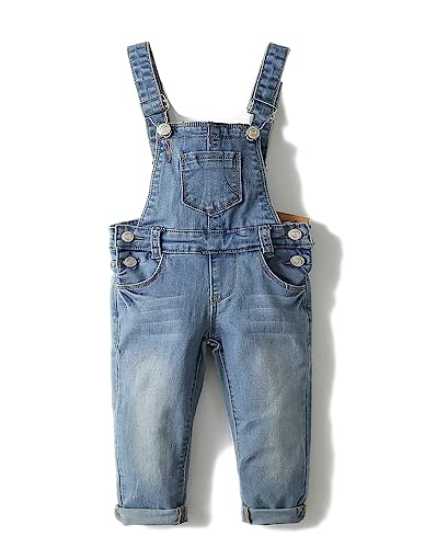 KIDSCOOL SPACE Little Girl Boy Jean Overalls,Toddler Denim Cute Slim