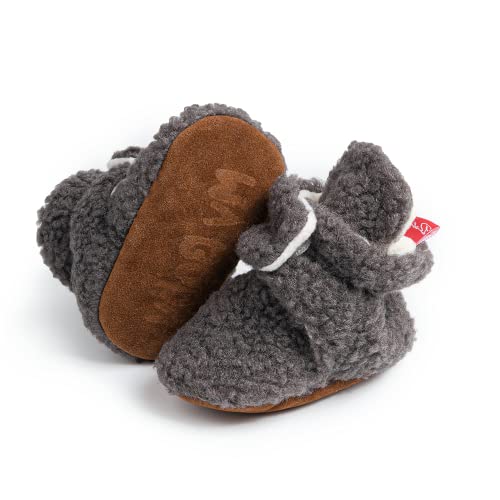 Image of Meckior Newborn Infant Baby Girls Boys Warm Fleece Winter Booties First Walkers Slippers Shoes