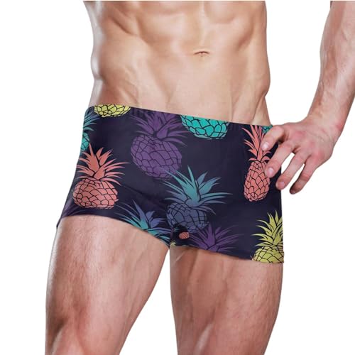 Pineapple Fruit Mens Swim Trunk Swimwear Bathing Suit Swim Brief Square Leg Board Short S B04010233