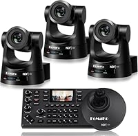 FoMaKo NDI HX3 PTZ Kamera Set, 30x Optischer Zoom KI-Auto-Tracking, mit 3G-SDI/HDMI/USB3.0/LAN(PoE), für YoTube vMix OBS Live Streaming, mit 3*KN30A Pro NDI Kamera +1* NDI PTZ Controller