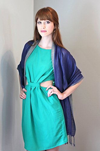 Anika Dali Luxurious Two Color Reversible Pashmina Shawl, Long Tassels, Oversize4