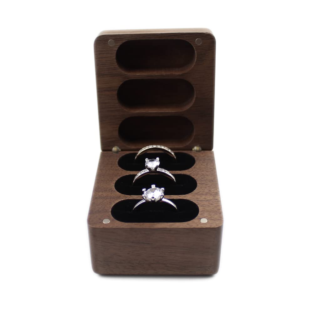Caja De Anillo De Compromiso De Madera De Nogal Negro, Caja | Cuotas Sin Interés