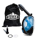 Outer Limits Full Face Snorkel Mask Adult - Scuba Mask - 180° Panoramic View - New 2018 Bubble Design with a Longer Snorkel - Snorkeling Gear -Mask and Snorkel Sets Adult- Snorkle Mask
