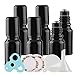 Produktbild TIANZD 6 Stück 10 ml Schwarz Leere Roller Glas Flaschen, 10ml Roll-on Glasflaschen mit Edelstahl-Roller Ball Schraubverschluss, für Ätherische Öle Essential Oil 1x Trichter, 2X Etikette, 1x Öffner