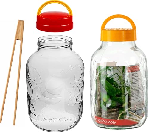 2x 5L Vorratsgläser mit Zange + Schraubverschlüss mit Griff. XXL Gurkenglas, Einmachglas, Einmachgläser, Glasballon, Vorratsglas, Einweckgläser konservierung Konservengläser Glas für Liköre 2x 5L Vorratsgläser mit Zange + Schraubverschlüss mit Griff. XXL Gurkenglas, Einmachglas, Einmachgläser, Glasballon, Vorratsglas, Einweckgläser konservierung Konservengläser Glas für Liköre