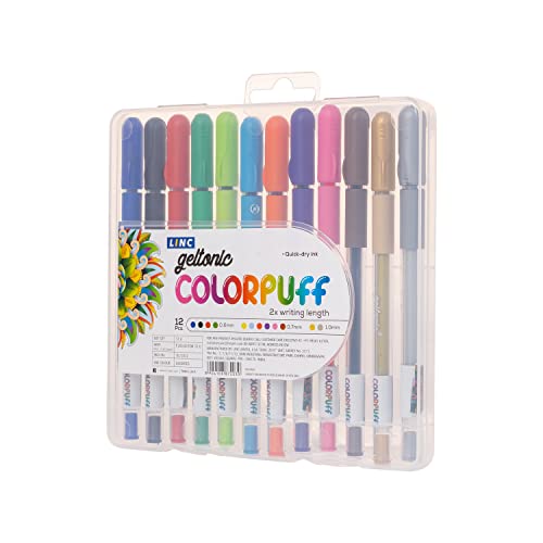Set de 12 bolígrafos gel multicolor con estuche rígido miniatura 2