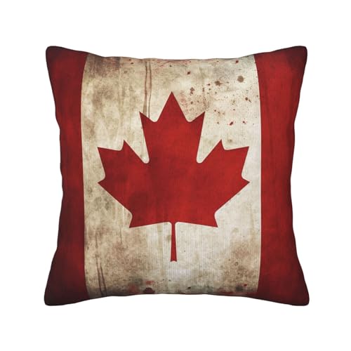 Housse de coussin Canada imprimé rétro en velours côtelé ultra doux