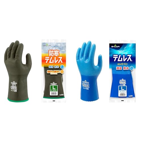 【セット買い】【防寒手袋】 ショーワグローブ(Showaglove) No.282 防寒テムレス オリーブグリーン Lサイズ 1双 + 【透湿防水】 ショーワグローブ(Showaglove) No.281 テムレス Lサイズ ブルー 1双