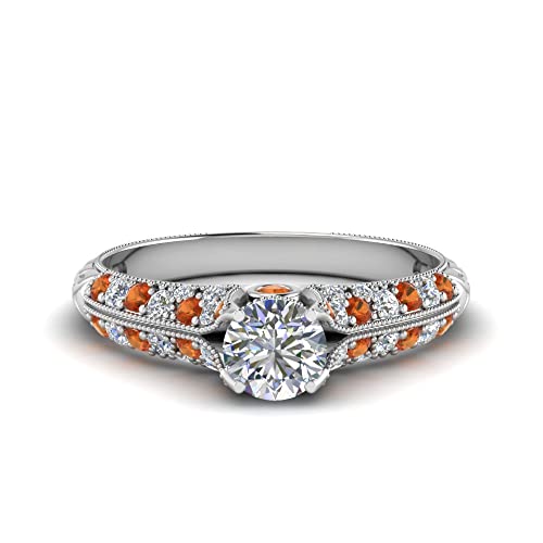 Image of Choose Your Gemstone 2 Row Milgrain Diamond CZ Ring 925 Sterling Silver Round Shape Vintage Engagement Rings Matching Jewelry Wedding Jewelry Easy to Wear Gifts US Size 4 to 12