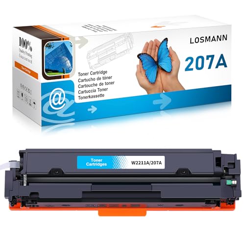 LOSMANN 207A W2211A Toner avec puce compatible avec HP 207A 207X W2211X Remplacement pour HP Color Laserjet Pro MFP M283fdw M255dw M282nw M283fdn M255nw (cyan)