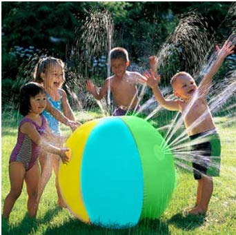 Clobeau Splash and Spray Beach Ball Sprinkler Water Toy Inflatable Sprinkler Toys for Kids Toddlers Teens Water Toys Water Spray Ball Splash and Spray Toys Backyard Lawn Yard Beach Outside Water Toys