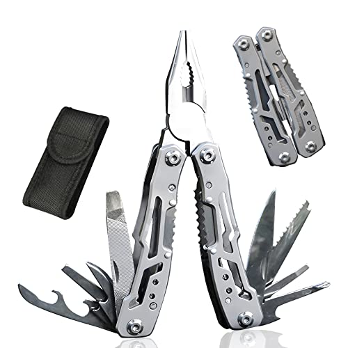 Multitool Geschenke für Männer, Multitool Werkzeug für Valentinstag, Edelstahl Multifunktionswerkzeug Messer Folding Multiwerkzeug, Multifunktionszange mit Aufbewahrungstasche