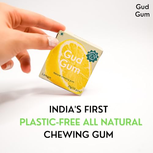 Image of Gud Gum- Natural, Plastic Free Chewing Gum- Pack of 2- No added artificial colours, flavours & sweeteners (Lemon)