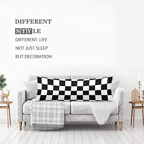 Modern Body Pillow Cover Geometric Checkered Plaid Pattern Car Racing Sports Chess Board Decorative Soft Cushion Long Pillowcase With Zipper Black White Bedding Pillow Cases For Sofa Couch 20"X54" #TOP1