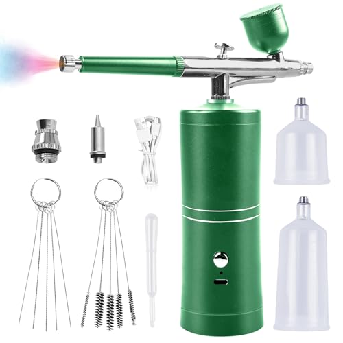 Kit aérographe avec compresseur, pistolet aérographe portable, kit aérographe rechargeable, aérographe sans fil avec compresseur, pour décoration...