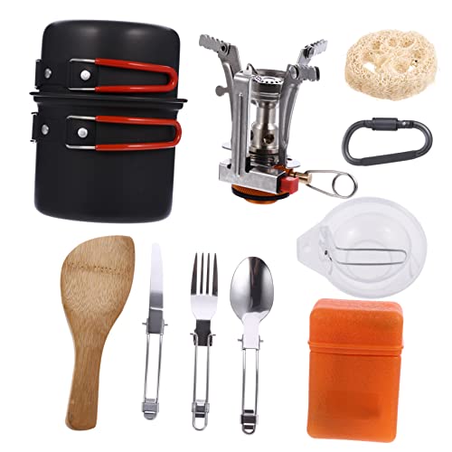 Mikikit Backpacking Cookware Outdoor Pot Cooking Kit Utensils Hiking Picnic Pot Set