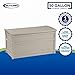 Suncast 50-Gallon Medium Deck Box - Lightweight Resin Indoor/Outdoor Storage Container and Seat for Patio Cushions and Gardening Tools - Store Items on Patio, Garage, Yard - Gray