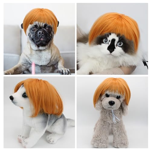 Peluca cosplay para mascotas con bandas elásticas ajustables miniatura 6