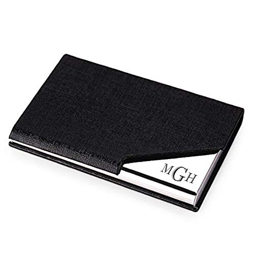 A & L Engraving 38BR Personalized Black Leather Magnetic Business Card Case Holder Engraved Free thumb #1