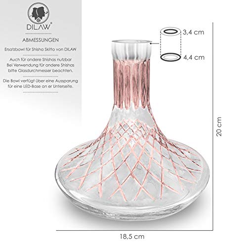 DILAW® SKITTO Shisha Bowl Glas Ersatzglas Medium Bowl ohne Gewinde Passend auf Shisha-Modelle mit Einer Außendurchmesser… – Bild 8