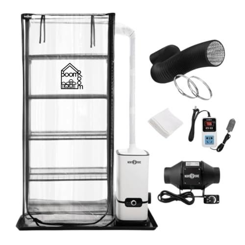 North Spore BoomRoom II Automated Mushroom Grow Tent Kit | Complete Martha Tent System with Humidity & FAE Control | 5-Rack Fruiting Chamber for Indoor Mycology | High-Yield Monotub Alternative