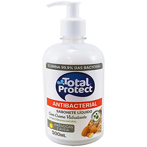 Kit 2 Sabonete Líquido Antibacteriano para mãos Total Protect Amêndoas e Aveia 500ml - Elimina 99,9%