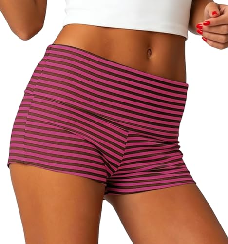 Image of Women Low Waist Lounge Shorts Fold Over Skinny Pajamas Shorts Summer Casual Pj Bottom Sleep Shorts