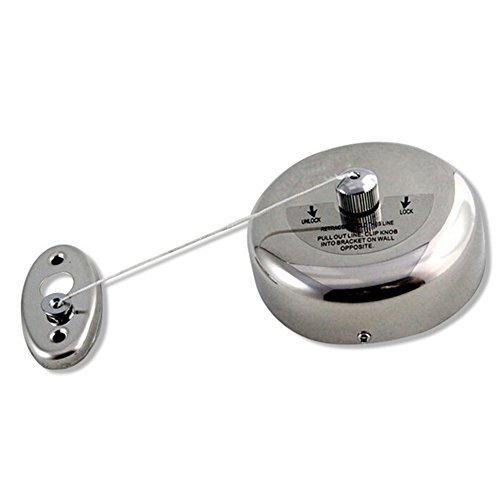 Sundatebe Tendedero redondo retráctil de acero inoxidable, 2,8 m, con cuerda de fibra ajustable, para baño, acero inoxidable, slive, talla única