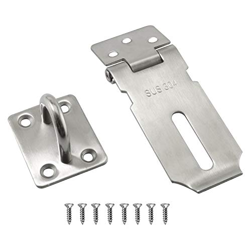 RuiLing 1pcs 3 Security Padlock Door Hasp Latch for Home Furniture Hasp Hardware Accessories,Stainless Steel Safety Anti-Theft Guard Door Lock Hasp