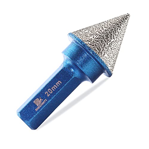 Diamond Beveling Chamfer Bit,BRSCHNITT 20mm Diamond Finger Milling Bits hex shank for enlarging polishing and bevelling the exsit holes