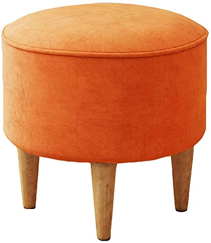 Repose-Pieds Rond Orange Luxe en Bois Massif | Finition Élégante