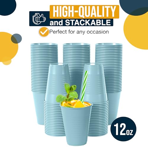 Exquisite 98513 12 Oz Light Blue Plastic Cups For Party 50 Pack thumb #2