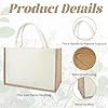 SHILIPAIJC Lot de 6 sacs fourre-tout en toile de jute avec poignées, réutilisables, sacs de courses, sacs de plage, sacs fourre-tout unis pour bricolage, cadeau de mariage, fête sur la plage #2