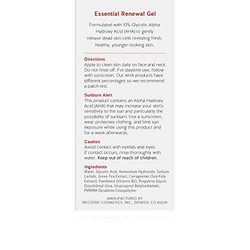 Alpha Skin Care Essential Renewal Gel | Anti-Aging Formula | 10% Glycolic Alpha Hydroxy Acid (AHA) | Reduces the Appearance of Lines & Wrinkles | Oily & Breakout Prone Skin | 1.7 Oz