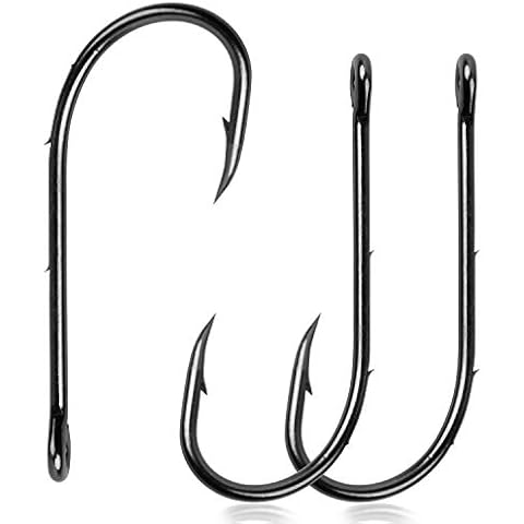 SILANON Baitholder Fishing Hooks Saltwater,120pcs Barbed Fishing Hooks Freshwater Long Shank Offset Beak Bait Holder Carbon Steel Octopus Jig Hooks Size 4-6/0 Cover