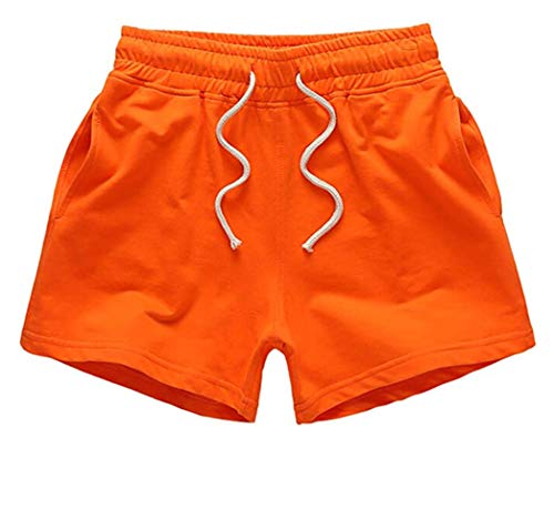 SUNSIOM Men 's Fashion Jogger Sweat Shorts Casual Slim fit Gym Running Workout Athletic Short Pants (Orange, XL)