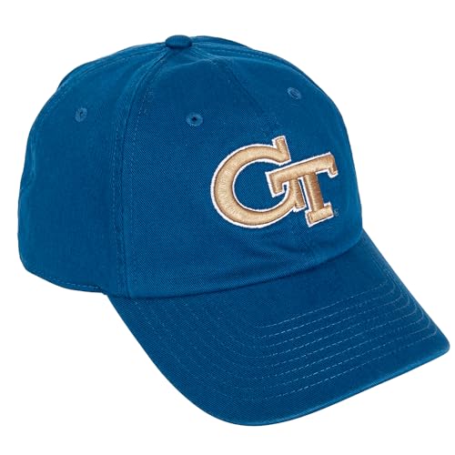 Desert Cactus Georgia Tech Baseball Hat Yellow Jackets GT Institute of Technology Brimmed Embroidered Hats Cap Adjustable Cloth Strap Adult (Style A1) Blue