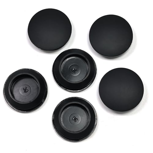 Image of 6 Pcs 30 mm Silicone Rubber Plugs Snap in Locking Hole Plugs for 30-33mm (1-3 /16 inch-1-5 /16 inch) Round Holes, Flush Type Rubber Stoppers, Flexible Tube Pipe End Caps Covers, Waterproof Sealing Plugs, Black