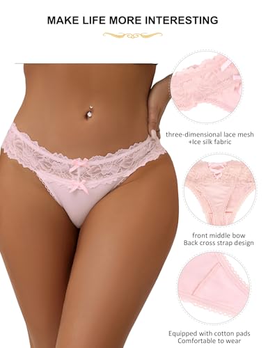 Image of ohyeah Sexy Lace G-String Thongs Panties Low Rise Underwear Undies for Women Cotton Crotch Cheeky Tangas Panties 4-18