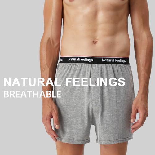Natural Feelings Men's Boxer Short Bamboo Viscose Boxers for Men Loose Fit Mens Soft Underwear Breathable Boxers for Men Pack2