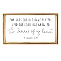 VILIGHT Wood Nursery Wall Decor for Girl and Boy - New Mom Gifts Framed Rustic Signs for Kids - for This Child, I Have Prayed - 16x8.6 Inches