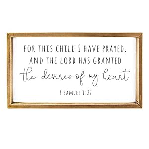VILIGHT Wood Nursery Wall Decor for Girl and Boy New Mom Gifts Framed Rustic Signs for Kids For This Child I Have Prayed 16×86 Inches