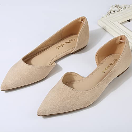 Image of Womens Pointed Toe Black Ballet Flats Comfortable Casual Dress Flats for Women Elegant Memory Foam Flats Shoes with Party Wedding