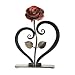Gift Hand-Forged Wrought Iron Red Metal Rose with Heart - Shaped Stand - Iron Anniversary Gift