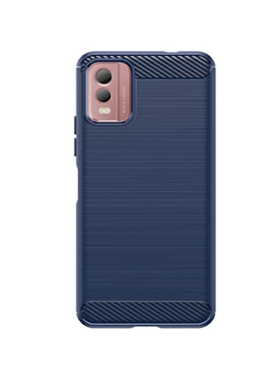 Image of NPRC Hybrid Ultra Slim Protective Case TPU Non-Slip Carbon Fiber Texture Shockproof Case Cover for Nokia C32 - Blue