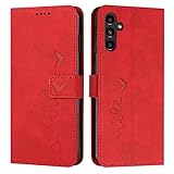 EATCYE Cover per Samsung Galaxy A15, Flip Custodia in Pelle PU per Samsung Galaxy A15 [Protezione Completa] [Slot per Scheda] [Funzione di Supporto] (#Rosso)